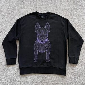 Lifework French Bulldog Graphic Crewneck Sweatshirt Mens Medium Black Pullover